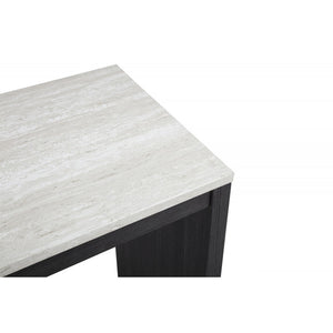 English Elm 47 Faux Marble Sled Counter Height Dining Table 47.25"W Compact Espresso Legs Tufted Chic Bistro Decor B011P375262