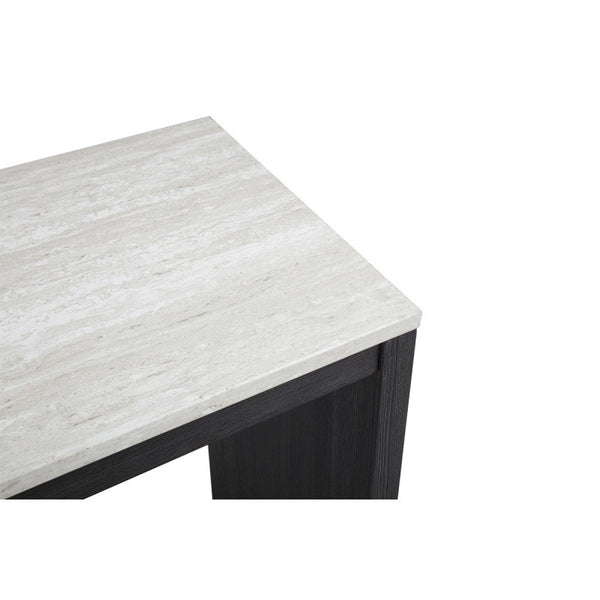 English Elm 47 Faux Marble Sled Counter Height Dining Table 47.25"W Compact Espresso Legs Tufted Chic Bistro Decor B011P375262