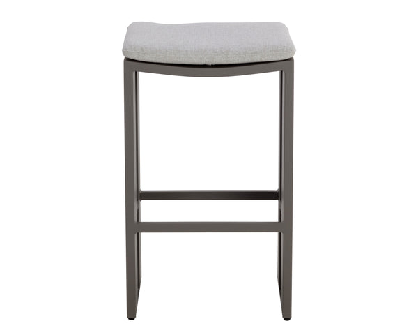 Sunpan Verin Barstool - Modern Backless Design with Weather-Resistant Cushion for Stylish Outdoor Spaces Warm Grey / Gracebay Light Grey