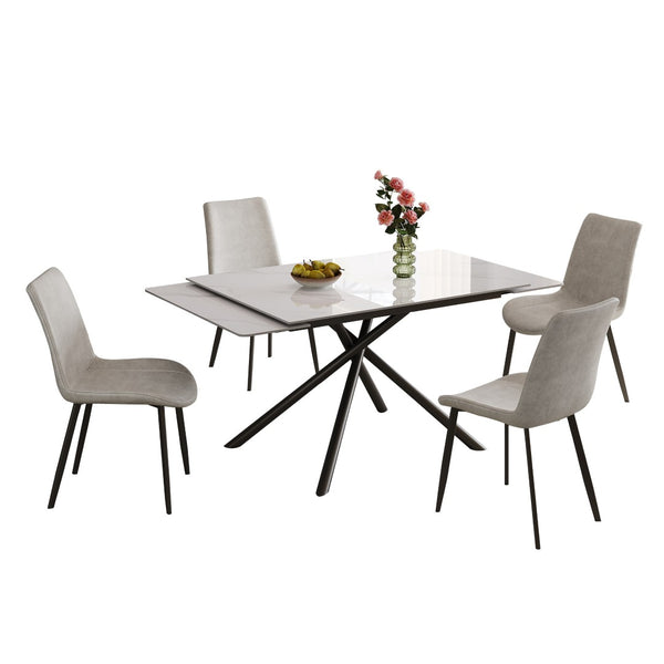 English Elm Retractable Sintered Stone Dining Table Set With Chairs – Modern Design, Durable, Space-Saving Elegance W509S00126-GIGA