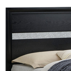 English Elm Madrid Full Bed In Rich Black Laminate With Storage Drawers And Contemporary Silver Accents B078S00621