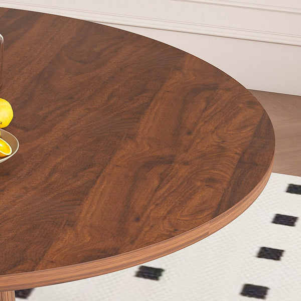English Elm Retractable Rock Slab Dining Set with Leather Wrapped Base for Compact Apartments Walnut W2700S00126