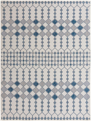 Unique Loom Outdoor Trellis Traliccio Machine Made Trellis Rug Ivory, Navy Blue 9' 0" x 12' 2"