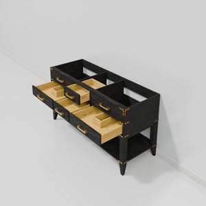 English Elm Black Oak Double Bath Vanity – Elegant 60" W X 22" D, Soft-Close Drawers, Fully Assembled Cabinet B2731P261031