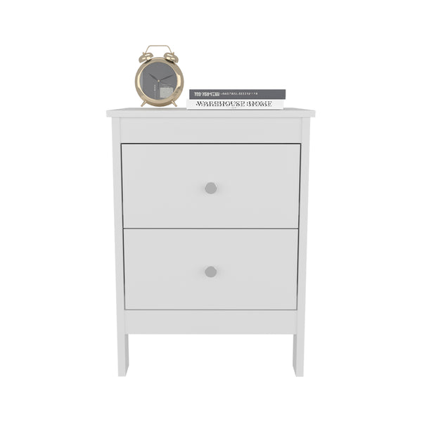 English Elm Schaefferstown Nightstand White – Compact Engineered Wood Nightstand with 2 Smooth-Glide Drawers, Scratch-Resistant Finish (Fits Small Spaces) B092P315567