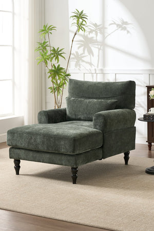 English Elm Modern Chaise Lounge with Plush High-Resilience Cushion and Solid Wood Frame for Durable Comfort Green W2120P296388