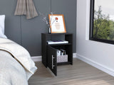 English Elm Nightstand Cuarzz, One Cabinet, Black Wengue Finish