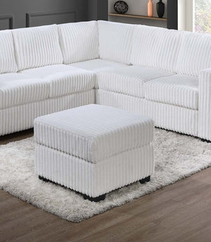 English Elm Beautiful 4-Piece Sectional Set with Ottoman — Plush Corduroy L-Shaped Sofa, Modern Low-Profile Design Milk White 39 L x 26 W x 53 H B011S01747