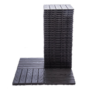 English Elm 68-pack Interlocking Plastic Deck Tiles Wood Grain Waterproof Outdoor Patio Floor Set W1578P454036