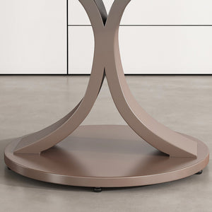 English Elm 53" Round Dining Table With Lazy Susan - Scratch & Heat Resistant Sintered Stone Top For Modern Homes W2699S00059