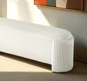 English Elm Contemporary Corduroy Storage Bench with Hidden Compartment 50.5"W Stylish Entryway Seat White 18 L x 50 W x 19 H B2741P391242