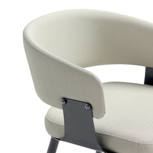 English Elm Luce Metal Textured Vegan Leather Dining Chair with Curved Back, Foam Seat, Commercial Grade Durability Oatmeal B365P397709