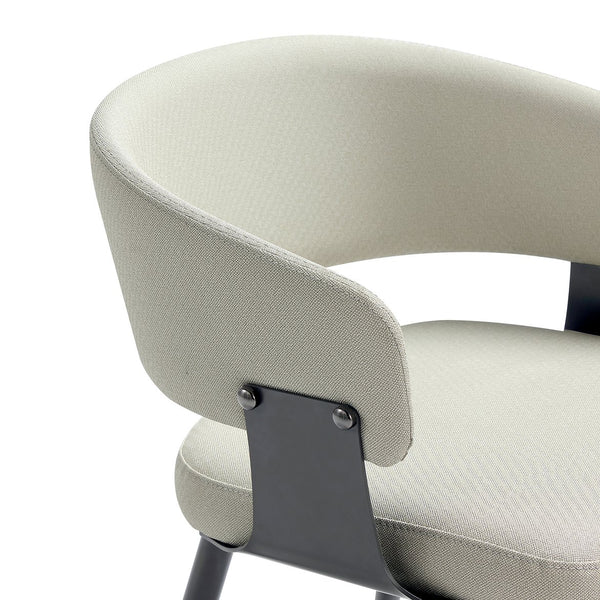 English Elm Luce Metal Textured Vegan Leather Dining Chair with Curved Back, Foam Seat, Commercial Grade Durability Oatmeal B365P397709