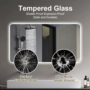 English Elm Wall Mounted Led Bathroom Mirror with Anti Fog Tri Color Lighting and Ip44 Protection W2071P465808