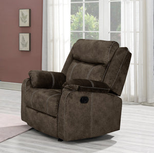 English Elm SONET Domino Upholstered Suede-Like Recliner Chair with Firm Cushy Seat and Light Rocking Comfort Coffee 35 L x 30.3 W x 26 H B201P216043
