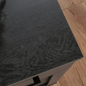 English Elm Desk, Sleek Black Engineered Wood Workspace With Ample Surface, Cable Management & Easy Assembly B356P402681