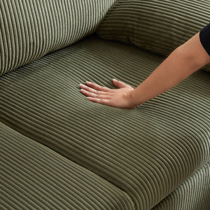 English Elm MH'' MH' 64.5 Inch Sleeper Sofa Bed with Corduroy Upholstery, Sturdy Wood & Iron Frame, 3-in-1 Convertible Comfort Green W1193S00127