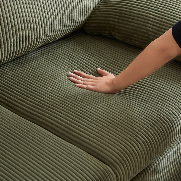 English Elm MH'' MH' 64.5 Inch Sleeper Sofa Bed with Corduroy Upholstery, Sturdy Wood & Iron Frame, 3-in-1 Convertible Comfort Green W1193S00127