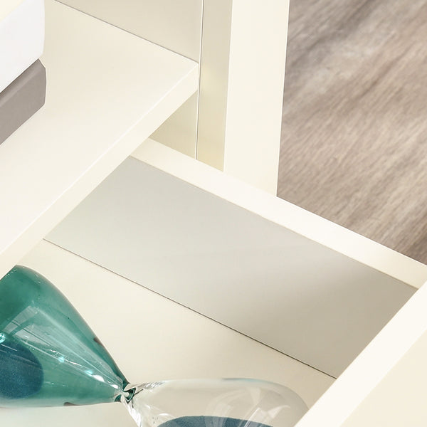 English Elm HOMCOM Corner TV Stand for TVs up to 50" — Trapezoid Corner Console with Drawers & Open Shelf, White W2225P217448