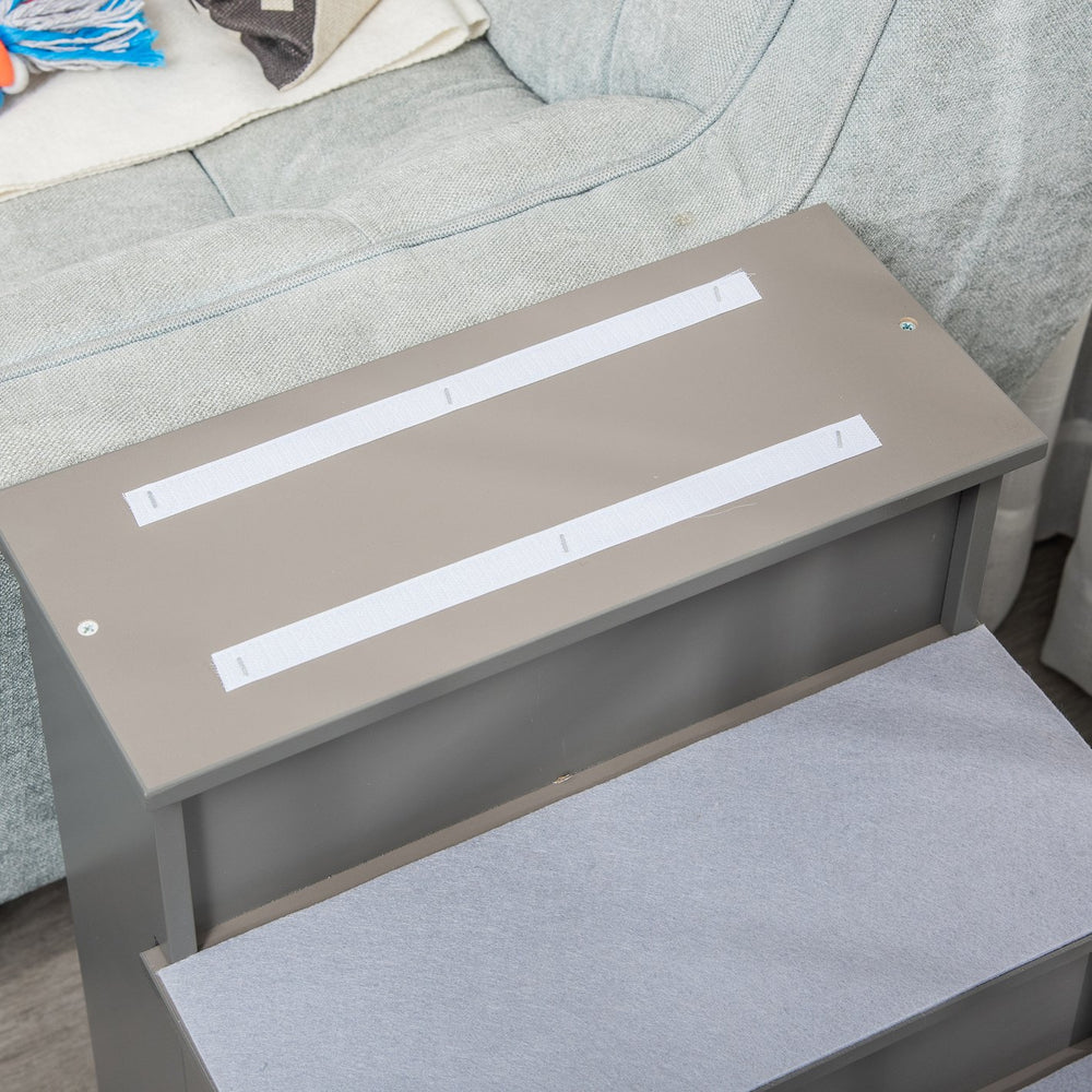 English Elm PawHut Foldable Pet Sofa Couch with PU Leather, Elevated Legs & Thick Sponge Pad for Comfort and Durability Grey W2225P217305