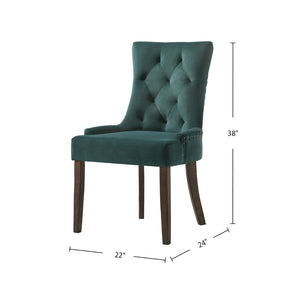 English Elm Set Of 2 Elegant Green Velvet Dining Chairs With Weathered Oak Legs For Stylish Comfort & Durability B016P315267-GIGA
