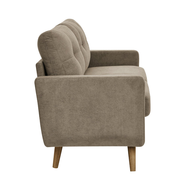 English Elm 67.7" Tufted Button Mid-century Loveseat with Splayed Wood Legs for Living Rooms Camel B355P428579