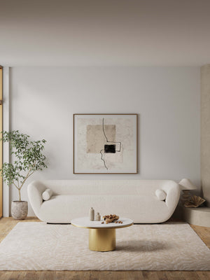 English Elm Glenn Sintered Stone Top Coffee Table – Gold Round 31.5" Top, Modern Stainless Steel Base, Elegant Living centerpiece B365S00058