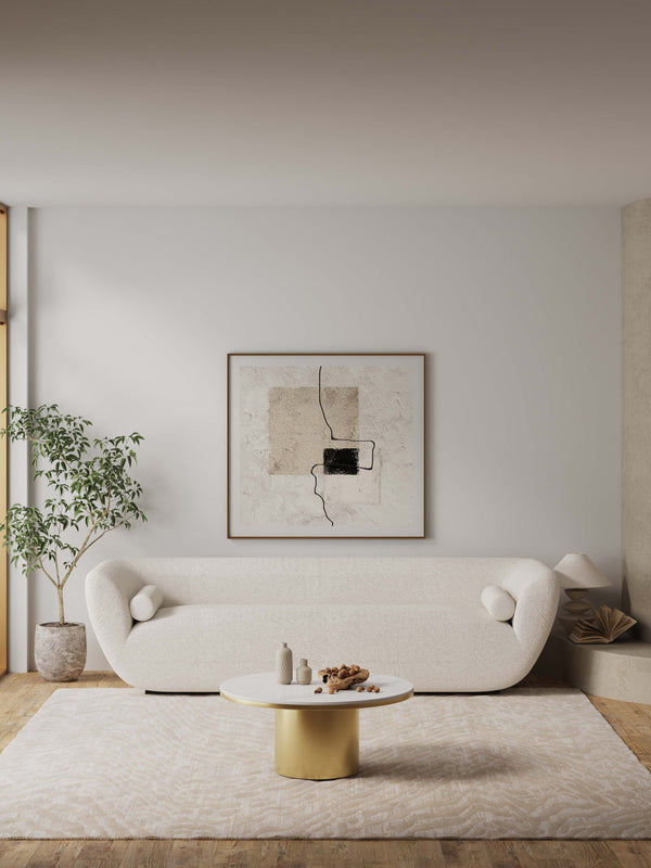 English Elm Glenn Sintered Stone Top Coffee Table – Gold Round 31.5" Top, Modern Stainless Steel Base, Elegant Living centerpiece B365S00058