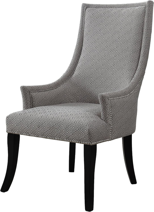 English Elm High Back Wingback Accent Chair Polyester Upholstery Nailhead Trim Tailored Living Room Seat Black+ Gray B011P439043
