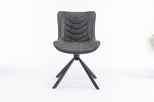 English Elm Mid-Century Modern Swivel Wingback Dining Chair Set Of 2 - Elegant Leather Accent Chairs In Dark Gray T3903P405992