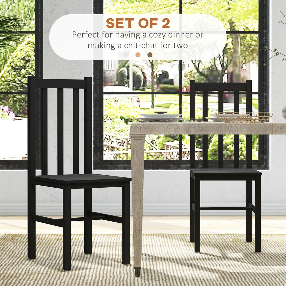 English Elm Homcom Rustic Black Armless Dining Chairs Set Of 2 - Slat Back, Space-Saving Design For Versatile Use W2225P173887