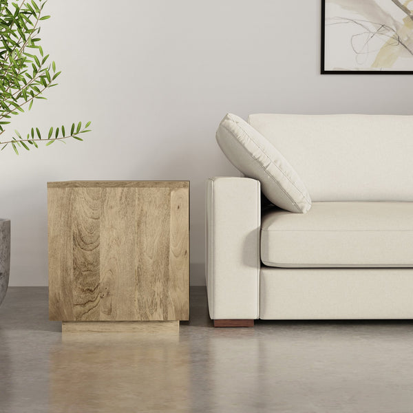 English Elm Lockhart Solid Mango Wood Square Side Table Handcrafted Natural Grain Living Room Accent B136P420275