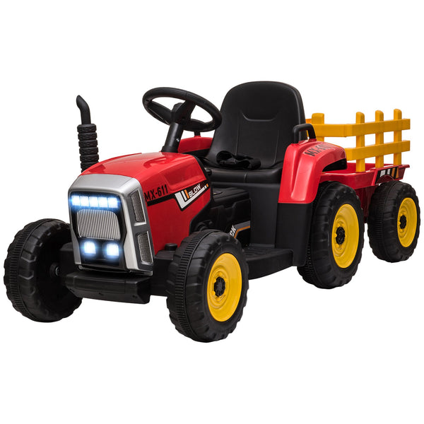 English Elm Aosom Kids Electric Ride on Tractor with Trailer Dual Motors Remote Control Led W2225P229216