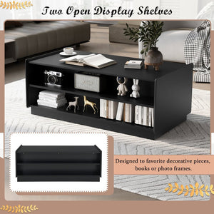 English Elm U-Can Vintage-Inspired Rectangle Coffee Table With 4 Drawers & 2 Shelves, Stylish Glass Accents N724P286421B-GIGA