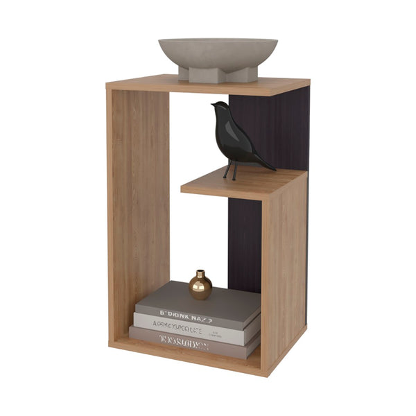 English Elm Vega Modern Side Table With Open Storage - Durable Melamine, Pine & Black Finish For Any Space B128P287510-GIGA