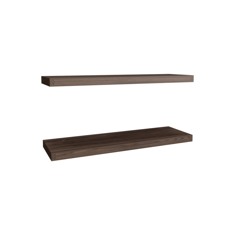 English Elm Floating Shelves - Set Of 2 Walnut Finish, Modern Design For Home Decor & Space-Saving Solutions B097P250926