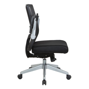 OSP Home Furnishings Black Mesh Back Ergonomic Office Chair with Flip Arms Lumbar Support and Synchro Tilt Black 867-B36N64R