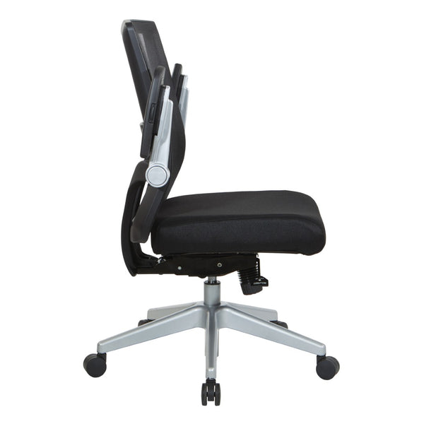 OSP Home Furnishings Black Mesh Back Ergonomic Office Chair with Flip Arms Lumbar Support and Synchro Tilt Black 867-B36N64R