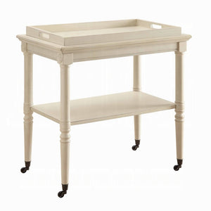English Elm Antique 5-Shelf Kitchen Island Bar Cart with Sturdy Metal Legs, Thick Top, Rustic-Modern Sandy Grey Finish White B062P209302