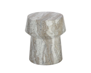 Sunpan Brie Contemporary End Table - Unique Curved Design in Natural Concrete, Perfect for Indoor & Outdoor Spaces