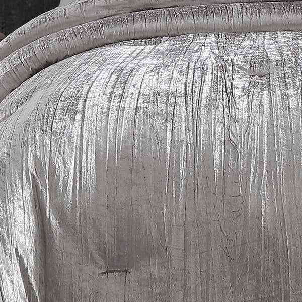 English Elm Turin Silver Crinkle Velvet 7PC Queen Bedding Set — Luxe Textured Polyester, 2 Shams, 3 Pillows & Skirt B340P342002