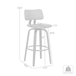 English Elm Pico Swivel Bar Stool Gray Faux Leather Seat with Tapered Wood Base for Kitchen Island B2736P464836