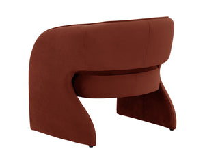 Sunpan Rosalia Contemporary Lounge Chair - Plush Curves and Defined Piping for Stylish Comfort in Any Space Meg Rust