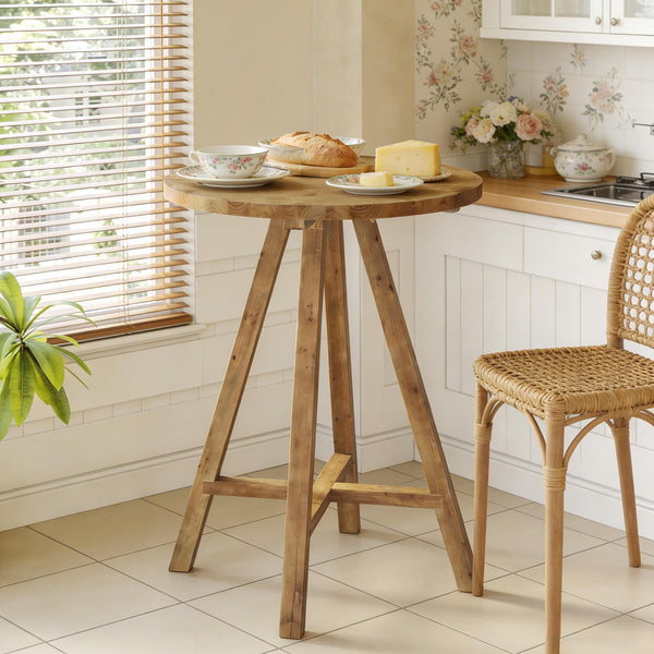 English Elm Stylish Round Coffee Table with Engineered Wood Top and Open Metal Base for Living Rooms T3971P458658