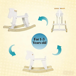 English Elm Classic Wooden Toddler Rocking Horse with White Finish Safe Grip Rails Nursery Play T3971P442259