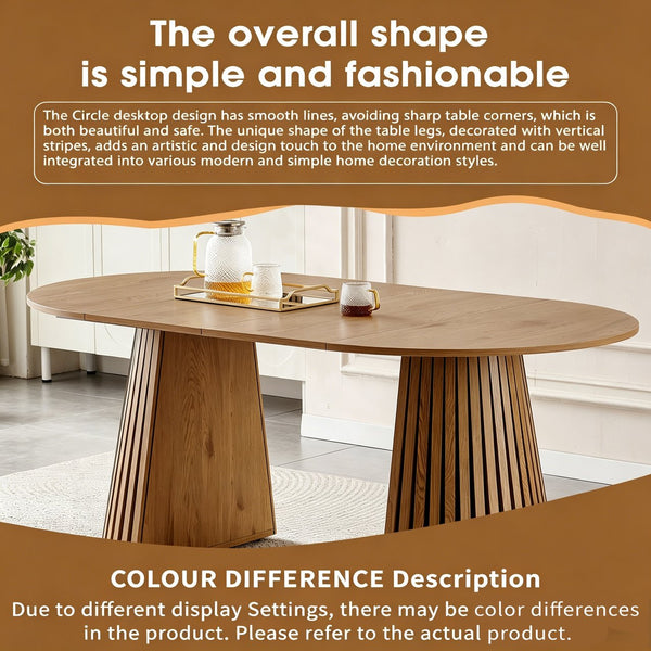 English Elm Wooden Oval Extendable Dining Table with Slatted Legs Seats up to Six Mid-century W3590P426263
