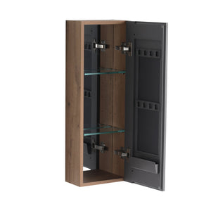 English Elm 10'' Wall Mounted Medicine Cabinet with Adjustable Glass Shelves and Jewelry Organizer W999P470283