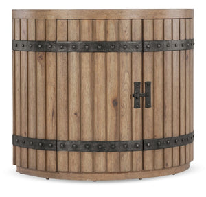 Hooker Furniture Vineyard Demilune Nightstand With Sonoma Pecky Hickory, Rustic Hammered Pulls & Soft‑Close Doors 6952-90115-80