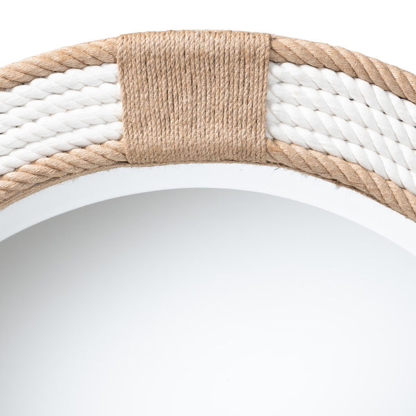 English Elm Round Braided Jute Rope Wall Mirror Natural Fiber Boho Coastal Accent Decor B2750P467833