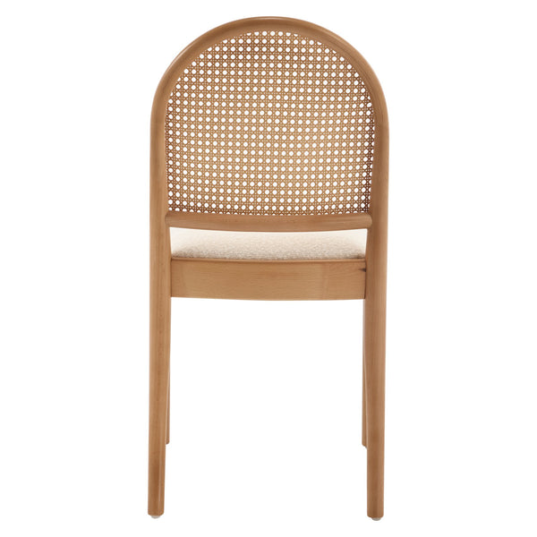 English Elm Rattan Backrest Dining Chairs Set of 2 Teddy Fabric Cushion Solid Wood Legs Kitchen Beige W3244P475485